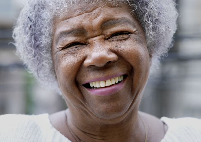 African American woman smiles